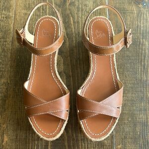 Christian Louboutin Brown Wedge Sandals 39